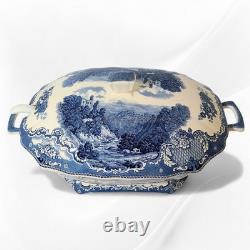 Johnson Bros Old Britain Castles Blue Transferware Tureen w Lid & Ladle England