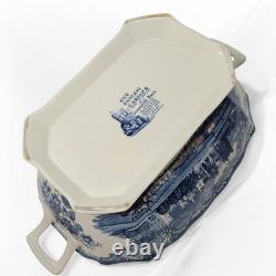 Johnson Bros Old Britain Castles Blue Transferware Tureen w Lid & Ladle England