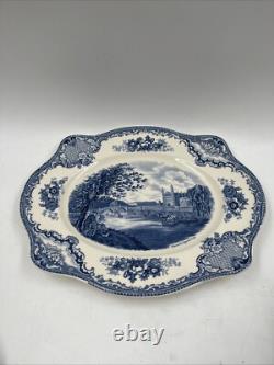 Johnson Bros Old Britain Castles Blue Willow Platter Oval England Vintage 1930's
