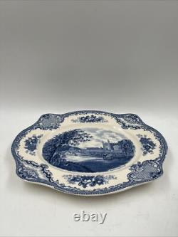 Johnson Bros Old Britain Castles Blue Willow Platter Oval England Vintage 1930's