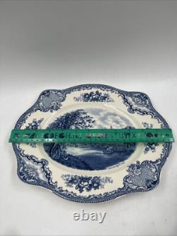 Johnson Bros Old Britain Castles Blue Willow Platter Oval England Vintage 1930's
