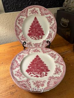 Johnson Bros Old Britain Castles Christmas Dinner Plates 10.5 Red/White England