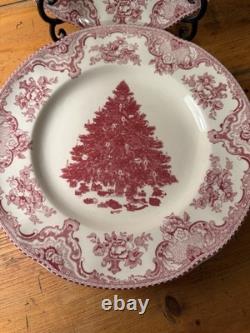 Johnson Bros Old Britain Castles Christmas Dinner Plates 10.5 Red/White England