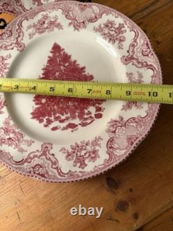 Johnson Bros Old Britain Castles Christmas Dinner Plates 10.5 Red/White England