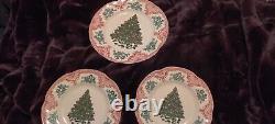 Johnson Bros Old Britain Castles Green/Pink Christmas Tree 1 Dinner/2Salad Plate