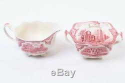 Johnson Bros Old Britain Castles Pink 4-pc Service Set Teapot Tray Cream Sugar