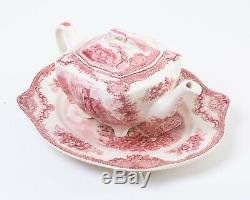 Johnson Bros Old Britain Castles Pink 4-pc Service Set Teapot Tray Cream Sugar