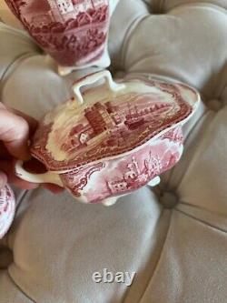 Johnson Bros Old Britain Castles Pink Blarney Castle coffee set of 11 tea pot