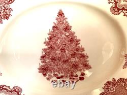 Johnson Bros Old Britain Castles Pink Christmas Tree 11 Oval Platter EUC