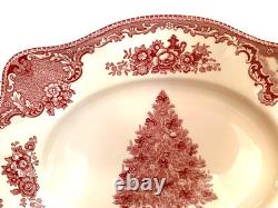 Johnson Bros Old Britain Castles Pink Christmas Tree 11 Oval Platter EUC