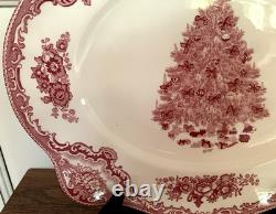 Johnson Bros Old Britain Castles Pink Christmas Tree 11 Oval Platter EUC