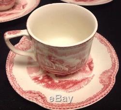 Johnson Bros. Old Britain Castles Pink(Crown Stamp) Mini Coffee Pot/Cups/Saucers