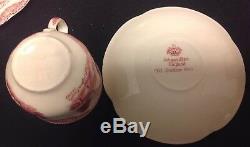 Johnson Bros. Old Britain Castles Pink(Crown Stamp) Mini Coffee Pot/Cups/Saucers