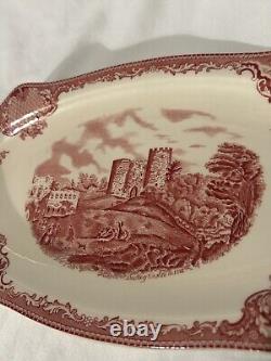 Johnson Bros Old Britain Castles Pink/Red 12 Oval Sandwich Tray EUC