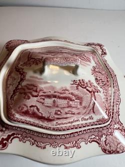 Johnson Bros Old Britain Castles Pink Teapot/Lid Footed 4c