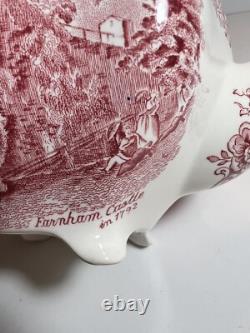 Johnson Bros Old Britain Castles Pink Teapot/Lid Footed 4c