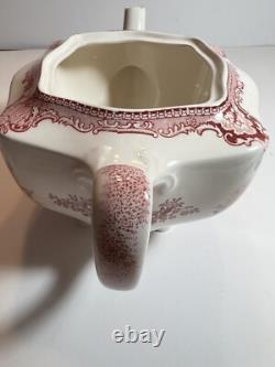 Johnson Bros Old Britain Castles Pink Teapot/Lid Footed 4c