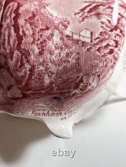 Johnson Bros Old Britain Castles Pink Teapot/Lid Footed 4c