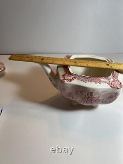 Johnson Bros Old Britain Castles Pink Teapot/Lid Footed 4c