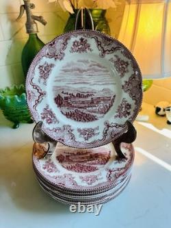 Johnson Bros Old Britain Castles Pink Transfer Wear 28 Piece Dinner Plates Mugs