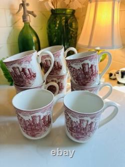 Johnson Bros Old Britain Castles Pink Transfer Wear 28 Piece Dinner Plates Mugs