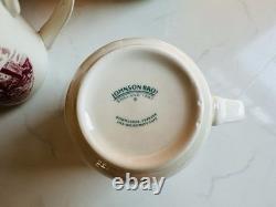 Johnson Bros Old Britain Castles Pink Transfer Wear 28 Piece Dinner Plates Mugs