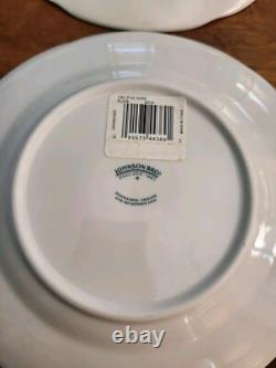 Johnson Bros Old Britain Castles Pink Xmas Tree 8 Salad/Lunch Plates X 4 NWT