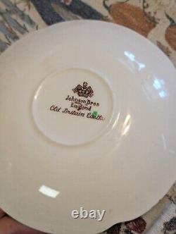 Johnson Bros Old Britain Castles Teapot Saucers Sugar Bowl China