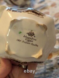 Johnson Bros Old Britain Castles Teapot Saucers Sugar Bowl China