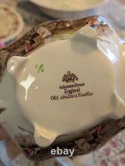 Johnson Bros Old Britain Castles Teapot Saucers Sugar Bowl China