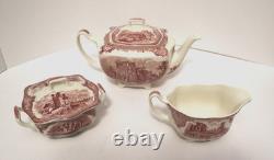 Johnson Bros Old Britain Castles Teapot Sugar & Creamer Beautiful Condition
