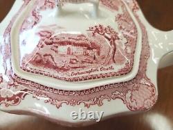 Johnson Bros Old Britains Castles Pink Sq. Footed Teapot Donningham Farnham 1792