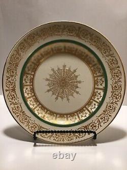 Johnson Bros. Pareek Dinner Plates(set Of 8)Snowflake Gold Filigree WGreen Ring