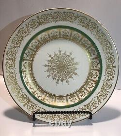 Johnson Bros. Pareek Dinner Plates(set Of 8)Snowflake Gold Filigree WGreen Ring