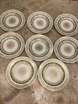 Johnson Bros. Pareek Dinner Plates(set Of 8)Snowflake Gold Filigree WGreen Ring