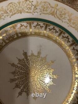 Johnson Bros. Pareek Dinner Plates(set Of 8)Snowflake Gold Filigree WGreen Ring