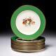 Johnson Bros Pareek Ovington Green Rim Floral Salad Luncheon Plates 1900s 9dia