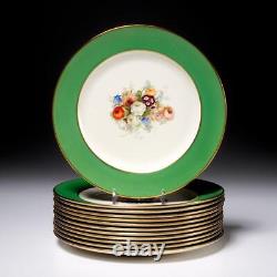 Johnson Bros Pareek Ovington Green Rim Floral Salad Luncheon Plates 1900s 9dia