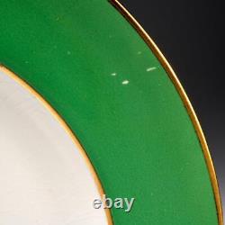 Johnson Bros Pareek Ovington Green Rim Floral Salad Luncheon Plates 1900s 9dia