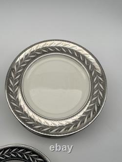 Johnson Bros Pareek Rockwell Silver Luster Set 12 Dinner 8 Salad 12 Demitasse