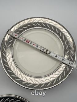 Johnson Bros Pareek Rockwell Silver Luster Set 12 Dinner 8 Salad 12 Demitasse