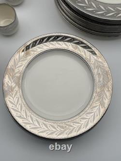 Johnson Bros Pareek Rockwell Silver Luster Set 12 Dinner 8 Salad 12 Demitasse