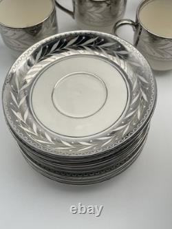 Johnson Bros Pareek Rockwell Silver Luster Set 12 Dinner 8 Salad 12 Demitasse