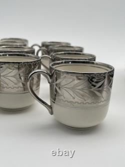Johnson Bros Pareek Rockwell Silver Luster Set 12 Dinner 8 Salad 12 Demitasse