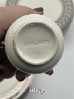 Johnson Bros Pareek Rockwell Silver Luster Set 12 Dinner 8 Salad 12 Demitasse