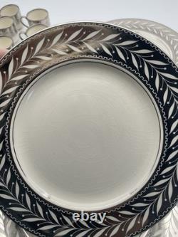 Johnson Bros Pareek Rockwell Silver Luster Set 12 Dinner 8 Salad 12 Demitasse