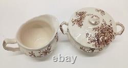 Johnson Bros Pastorale Toile du Jouy Cream & Sugar Brown Made In England