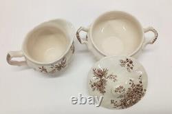 Johnson Bros Pastorale Toile du Jouy Cream & Sugar Brown Made In England