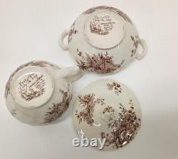 Johnson Bros Pastorale Toile du Jouy Cream & Sugar Brown Made In England