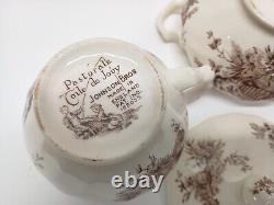 Johnson Bros Pastorale Toile du Jouy Cream & Sugar Brown Made In England